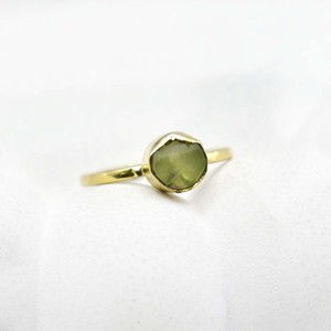 Peridot Gemstone <b>Adjustable</b> <b>Ring</b> Gold Plated Handmade Natural Crystal August Birthstone Minimal Jewelry Women Gift - Product Image 1
