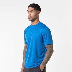 T-shirt à manches courtes pour homme, bleu, col rond, couleur unie, jersey décontracté, séchage rapide, coupe classique - Product Image 3