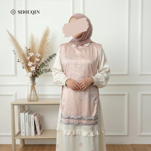 Shouqin Kezia Vestido Gamis Musulmán para Mujer, Satén de Seda, Elegante Estampado Floral, Conjunto Exterior, Abaya Modesta, Tallas XS-XXL, Venta al por Mayor - Product Image 3