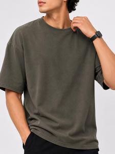 T-shirt en coton ample et décontracté pour homme, col rond, manches courtes, coupe ample, couleur unie, longueur normale, respirant - Product Image 6