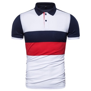 เสื้อโปโลชาย แขนสั้น ลายทาง สีตัดต่อ ดีไซน์ลำลอง สำหรับผู้ชาย สไตล์สตรีทแวร์ - Product Image 1