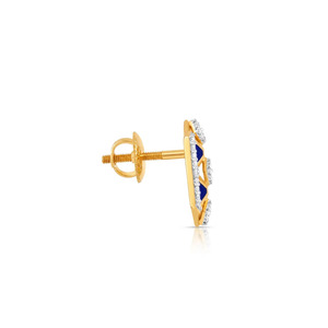 Golden <b>Blue</b> Enamel Geometric Diamond <b>Stud</b> <b>Earrings</b> - Product Image 2