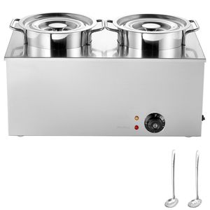 Scaldavivande Elettrico Commerciale da 1200W, Bagnomaria con 2 Pentole in Acciaio Inox da 6,34QT, Controllo Manuale della Temperatura 86~185 Fahrenheit - Product Image 1
