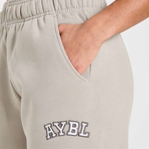 Pantalones Deportivos de Felpa para Mujer, Anchos, con Logotipo Bordado, Corte Holgado, Largos, Casuales, Cintura Media, Color Beige - Product Image 4