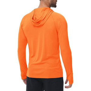 Sudadera Casual de Manga Larga con Capucha para Hombre, Color Naranja, de Secado Rápido, Corte Ajustado, Tejido de Poliéster, para Verano - Product Image 3