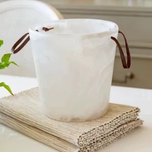 Seau à glace en résine transparente de haute qualité, écologique, avec poignées en cuir nouées, pour mariage, hôtel, rangement de bouteilles et couvercles de bocaux - Product Image 3