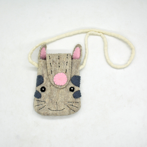 กระเป๋าใส่เหรียญสำหรับเด็ก ลายการ์ตูนสัตว์น่ารัก ทำมือ เปิดด้านบน สะพายข้าง จากเนปาล - Product Image 1
