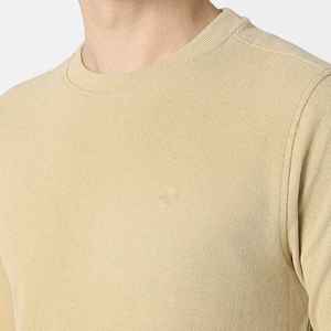 Pull en tricot à col rond beige pour homme, coupe classique, couleur unie, sweat-shirt décontracté à manches longues, vêtement d'automne - Product Image 5