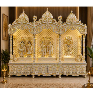 Bollywood-Style Wooden Pooja <b>Mandir</b> For USA Luxury Solid Teak Wood Home Temple with Hand Carved Design Hindu Pooja <b>Mandir</b> USA - Product Image 1