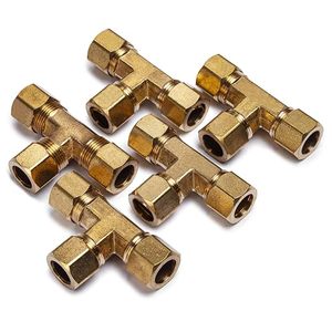 Fabrication sur mesure de raccords en laiton usinés CNC, haute pression, filetage NPT/BSPT, résistants à la corrosion, lisses, en forme de T, 1/8"-12mm, double ferrule - Product Image 2