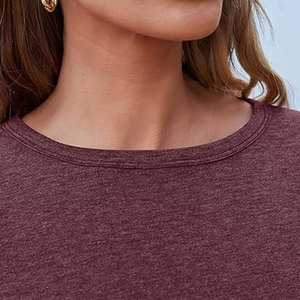 Nouveauté - T-shirts à manches longues pour femmes, hiver, couleur unie, décontractés, couleurs personnalisées, OEM, vente en gros de t-shirts à manches longues pour femmes - Product Image 5