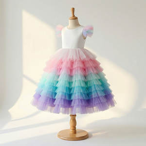 ชุดเดรสเด็กผู้หญิงลายยูนิคอร์นสีรุ้ง ผ้าทูลล์ แขนกุด สำหรับงานปาร์ตี้เจ้าหญิง งานวันเกิด งานแต่งงาน หรือเป็นชุดเพื่อนเจ้าสาว - Product Image 2