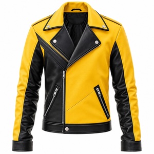 Customized Zipper Closure Men's <b>Long</b> Sleeve Turn Down Collar <b>Leather</b> <b>Jacket</b> Sheepskin Waterproof Motorbike <b>Leathers</b> <b>Jackets</b> Men - Product Image 2