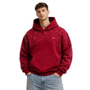 Sudadera con Capucha de Algodón Grueso GSM para Hombre, con Pedrería Termoadhesiva en Toda la Superficie, Estilo Urbano, Servicio de Fabricación Personalizada - Product Image 1