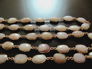 โอปอลสีชมพูธรรมชาติทรงบริโอเล็ตพร้อมตัวเชื่อมแบบเบเซล ขายเป็นฟุต - Product Image 6