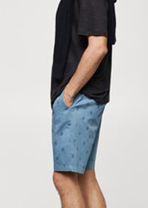 Pantalones Cortos Oxford para Hombre, Diseño de Puntos Azul Claro, Cintura Media, Cierre de Botones, con Bolsillos, Transpirables, de Algodón - Product Image 5