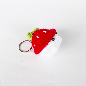 Llavero de hongo de ganchillo hecho a mano, amigurumi rojo tejido, colgante para bolso y mochila, arte puro, accesorio artesanal para llavero - Product Image 3