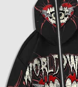 Vente en gros de sweats à capuche streetwear en coton lourd, surdimensionnés, avec fermeture éclair, logo personnalisé, fournisseur Pakistan - Product Image 4