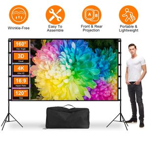 "4K HD Portable Projector <b>Screen</b> <b>Stand</b> Foldable Anti-Crease Matte White 3D Outdoor/Indoor Use Home Theater" - Product Image 1