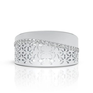Bague statement en diamant en or blanc 14 carats, bijou audacieux pour homme, doté d'un large anneau structurel massif - Product Image 1