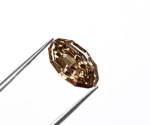 3.54 CT Champagne Fancy Vivid Color Laser <b>Drilled</b> Lab Grown <b>Step</b> Cut Oval Diamond IGI Certified Engagement & Wedding Ring - Product Image 2