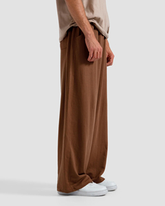 Wide Leg Pants Men Brown Cotton Elastic Waist Casual Joggers Breathable Midweight Flared <b>Trousers</b> Autumn Style <b>Waterproof</b> Fleece - Product Image 3
