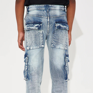 Soft And Comfortable <b>Material</b> For Bulk Order With Flexible Solid Color With Logo Everyday Essential Boys Cotton Rich <b>Denim</b> Pants - Product Image 6