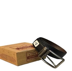 Ceinture en cuir de vache véritable vintage classique pour hommes avec boucle en alliage Logo personnalisé Ajustement Durable élégant accessoire de taille réglable - Product Image 1