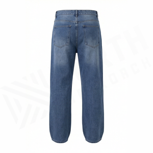 Jean en denim taille haute coupe droite pour homme, coupe régulière, en coton tissé uni, décontracté, séchage rapide, pour hiver, été, automne - Product Image 4