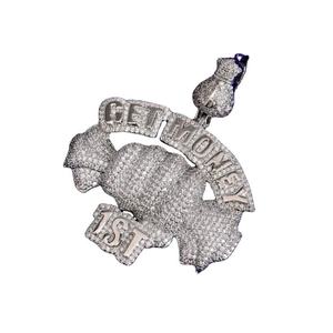 จี้เงินแท้ 925 รูปทรงนำโชคสำหรับผู้ชาย ประดับเพชรโมอิสซาไนต์ สไตล์ฮิปฮอป - Product Image 3