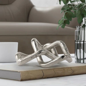 Sculpture abstraite haut de gamme en métal argenté, motif nœud, pour décoration de maisons royales, ornement en aluminium, cadeau, fournitures pour fermes, sculptures de nœuds - Product Image 3