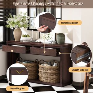 55 \ "Espresso in legno rustico consolle eleganti cassetti portaoggetti a scaffale aperto per ingresso corridoio o divano da soggiorno - Product Image 3