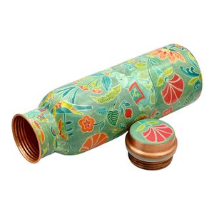 ขวดน้ำทองแดงลายดอกบัว พร้อมฝาปิดแบบกระติกน้ำร้อนพกพาสำหรับเดินทาง - Product Image 3
