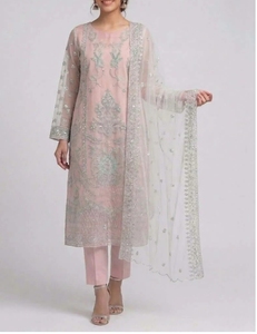 Traje pakistaní rosa claro con bordados elaborados, largo hasta el suelo, para fiesta, shalwar kameez 2026 - Product Image 2
