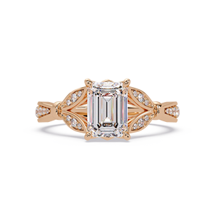 แหวนหมั้นเพชรทรงเหลี่ยมมรกตทองคำ 9K เพชรเพาะเลี้ยง - Product Image 1