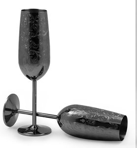 Flûtes à champagne en acier inoxydable noir, verres à toast de mariage en métal gravé, lot de 2 - Product Image 1