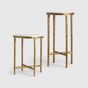 Mesas de Centro Modernas de Metal Cepillado con Tapa de Mármol, Muebles Contemporáneos para Sala de Estar - Product Image 5
