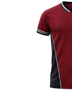 T-shirt de sport personnalisé pour homme, rouge et noir, manches courtes, col en V, respirant, séchage rapide, entraînement athlétique, course à pied, jersey de sport - Product Image 2