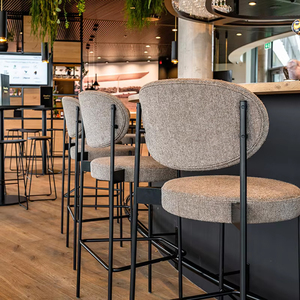 Taburete de Bar Moderno de Diseño Nórdico, Tapizado en Terciopelo, con Patas de Metal Negro <span class=keywords><strong>para</strong></span> <span class=keywords><strong>Isla</strong></span> de Cocina, Cafetería, AU, Bali - Product Image 3