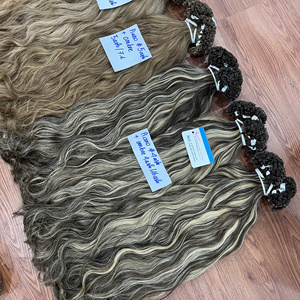 Extensiones de Cabello con Queratina I-Tip Onduladas de Primera Calidad, Color Mixto, Super Double Drawn, 100% Cabello Humano con Mechas de Color - Product Image 5