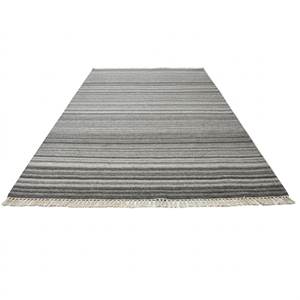 Tapis en laine tufté à la main DECORDEC beige gris géométrique, fait main, écologique, antidérapant, à poils moyens épais, pour salon - Product Image 2