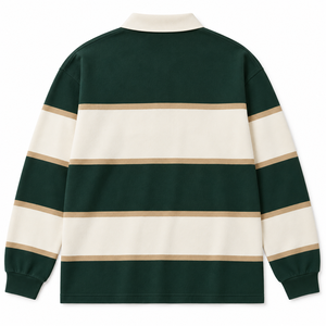 <b>Men's</b> Oversized Boxy Fit Contrast <b>Stripe</b> <b>Long</b> <b>Sleeve</b> Cotton <b>Shirt</b> Heavyweight Knit Color Blocked Casual Streetwear Summer Quick - Product Image 2
