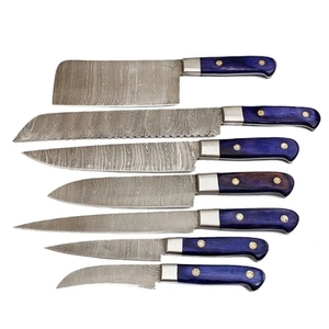 Ensemble de couteaux de cuisine en acier au carbone, 5 pièces, forgés à la main, manche en bois, durables, multifonctionnels, pour un usage quotidien - Product Image 1