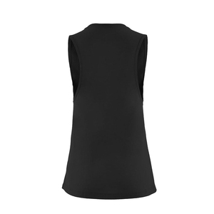 Women's White Knitted O-Neck Sleeveless Moisture-Wicking Tank <b>Top</b> with Front Logo Minimalist Solid Color Regular Length - Product Image 3