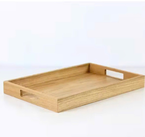 Plateau ottoman en bois massif personnalisé avec poignées, plateau de service rectangulaire moderne pour café et thé, organisateur de table pour la maison - Product Image 1