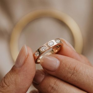 Authentic Oval Cut Diamond <b>Dainty</b> Band <b>Ring</b> 14K Solid Gold Promise Fine Jewelry Gift for Wedding Party Charms - Product Image 3
