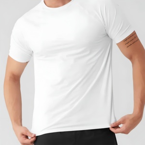 T-shirt de sport blanc pour homme, respirant, séchage rapide, entraînement de fitness, tee-shirt décontracté à manches courtes, vêtements de sport, logo personnalisé, vente en gros - Product Image 5