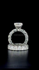 ชุดแหวนเพชรโมอิสสีเงินล้วนสำหรับผู้หญิงชุดแหวน S925เจ้าหญิง5CT 3CT - Product Image 5