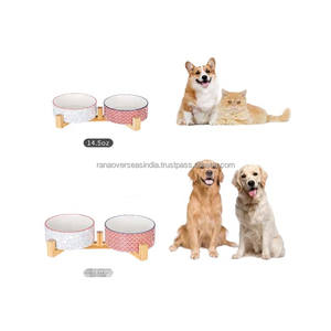 Juego de cuencos de cerámica para mascotas de último diseño con soporte de madera resistente, perfecto para las necesidades de alimentos y agua, múltiples opciones elegantes disponibles - Product Image 6