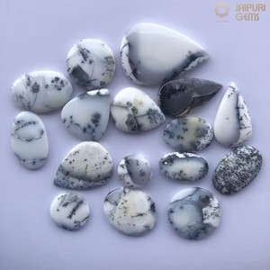 Opales Jaipuri naturelles blanches en forme de dendrite, cabochons lisses, pierres précieuses de formes variées, certifiées IGI, sans traitements, opalescentes pour - Product Image 2